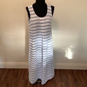 J Jill Love linen  striped blue/ white XS 100% linen costal grandma maxi dress